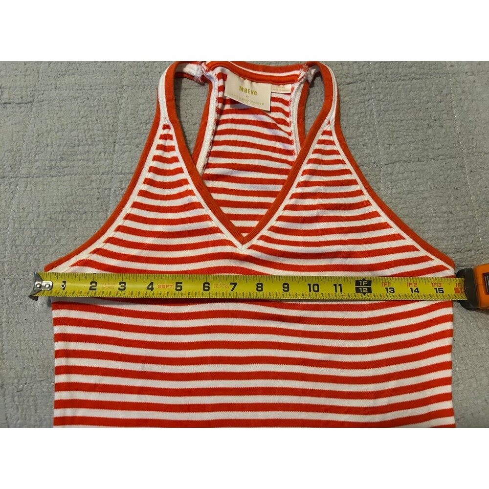 Anthropologie Maeve Striped Navy V-neck Tank Top Racerback Size XS Nautical Summ - Picture 3 of 8